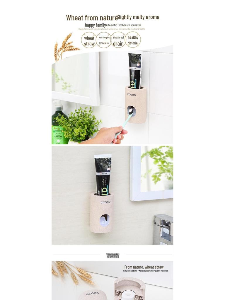 Wall-Mounted Automatic Toothpaste Dispenser and Holder Set for Bathroom
