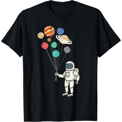 Astronaut Planets Balloons Funny Solar Space Birthday Party T-Shirt