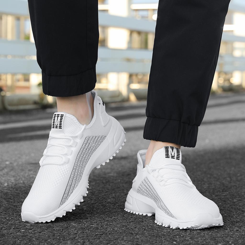 Knitted Mesh Running Shoes Breathable Men's Casual Sneakers Lightweight Outdoor Jogging Walking Trainers Anti-slip Sole