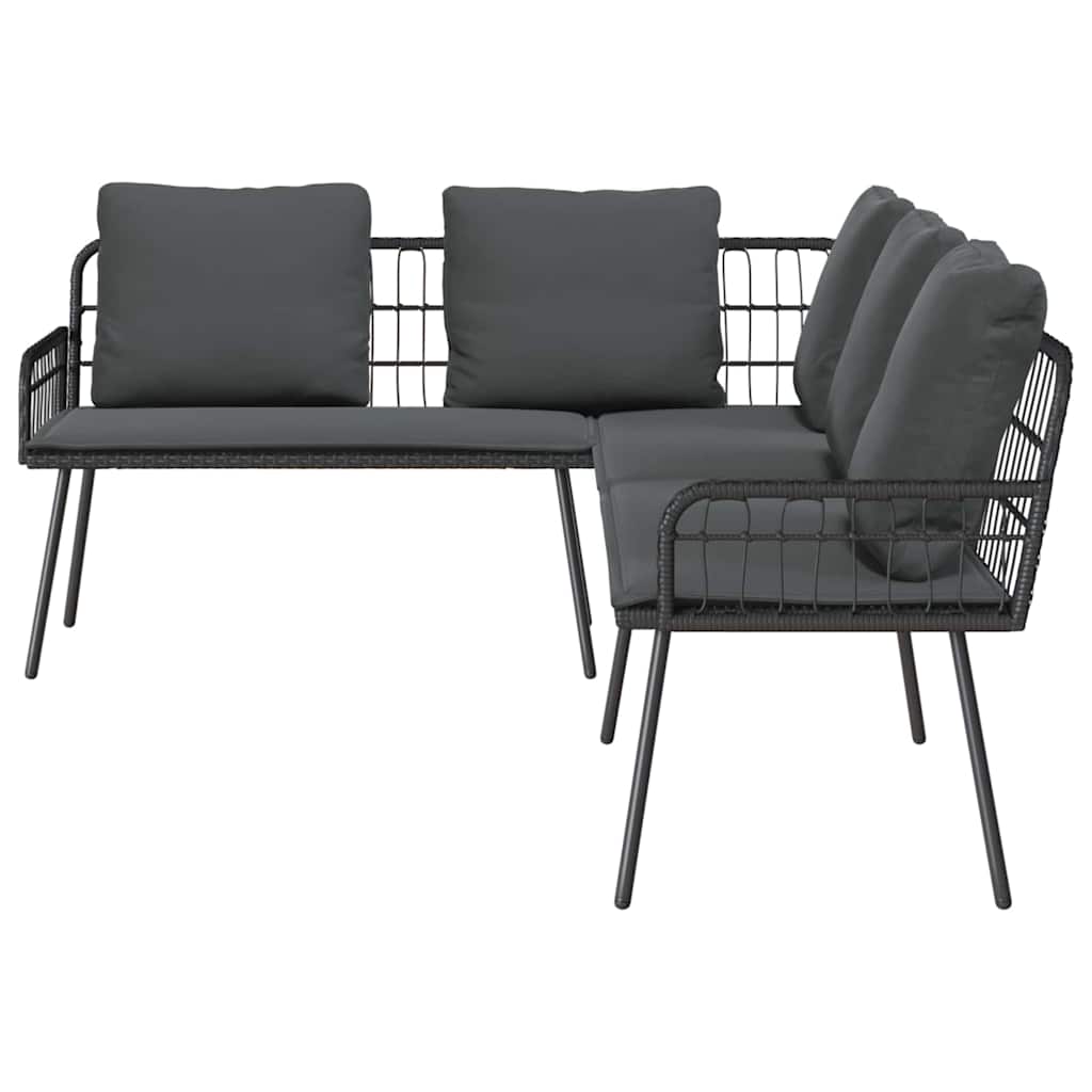 Garden Sofa Set 2 Pcs Black Poly Rattan