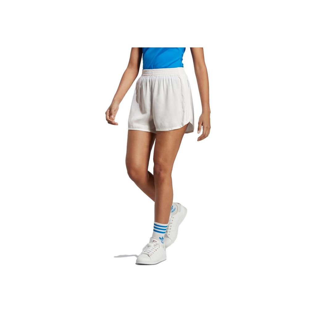 Adidas Szorty casualowe z nadrukiem logo, w pasie na gumce, proste, damskie, białe IB5797