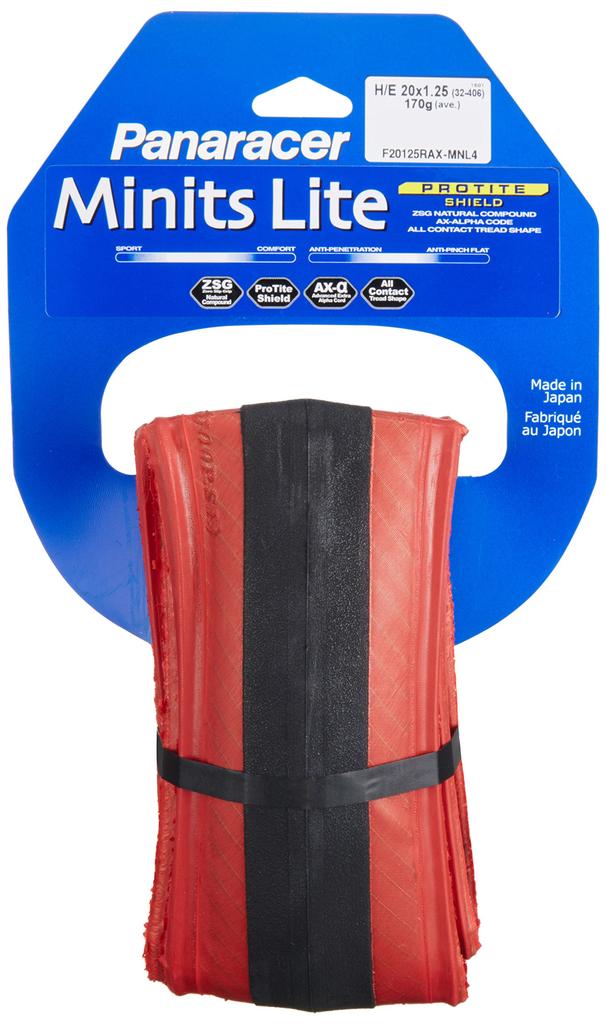 Panaracer Clincher Tire Minute Light Side Wheel Folding [20×1.25] F20125RAX-MNL4 Black/Red (Small Bicycle/City Riding/Commuting)