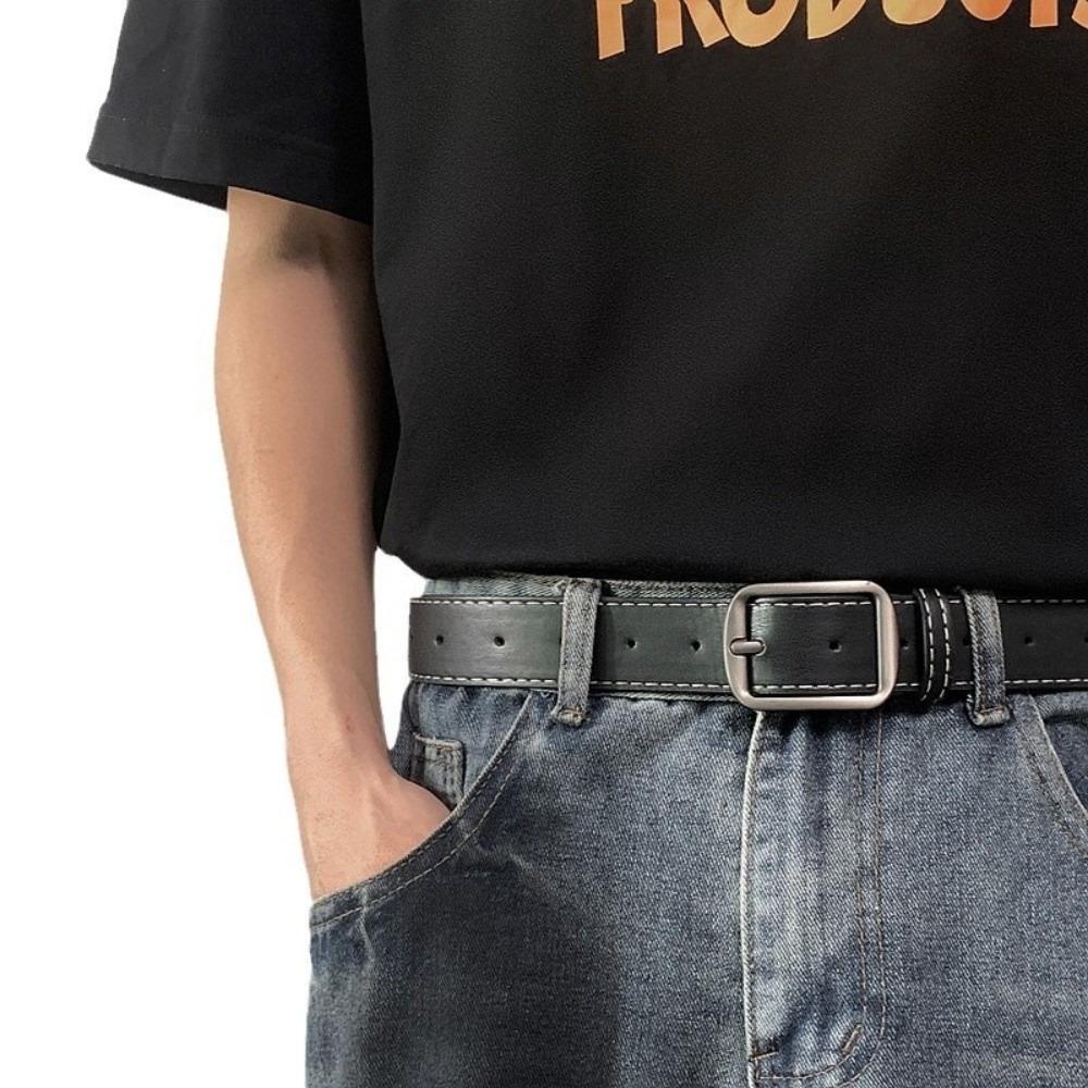 

Unisex Jeans Pants trousers Vintage Belt Minimalist Metal Buckle Waistband Belt Vintage Style Classic Belt Men/Women 115CM чорний