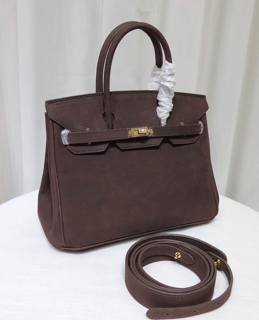 And Vintage Frosted Leather Suede Platinum Bag Genuine Leather Women's Bag Buckle Commuting Handbag Single Shoulder Crossbody Bag