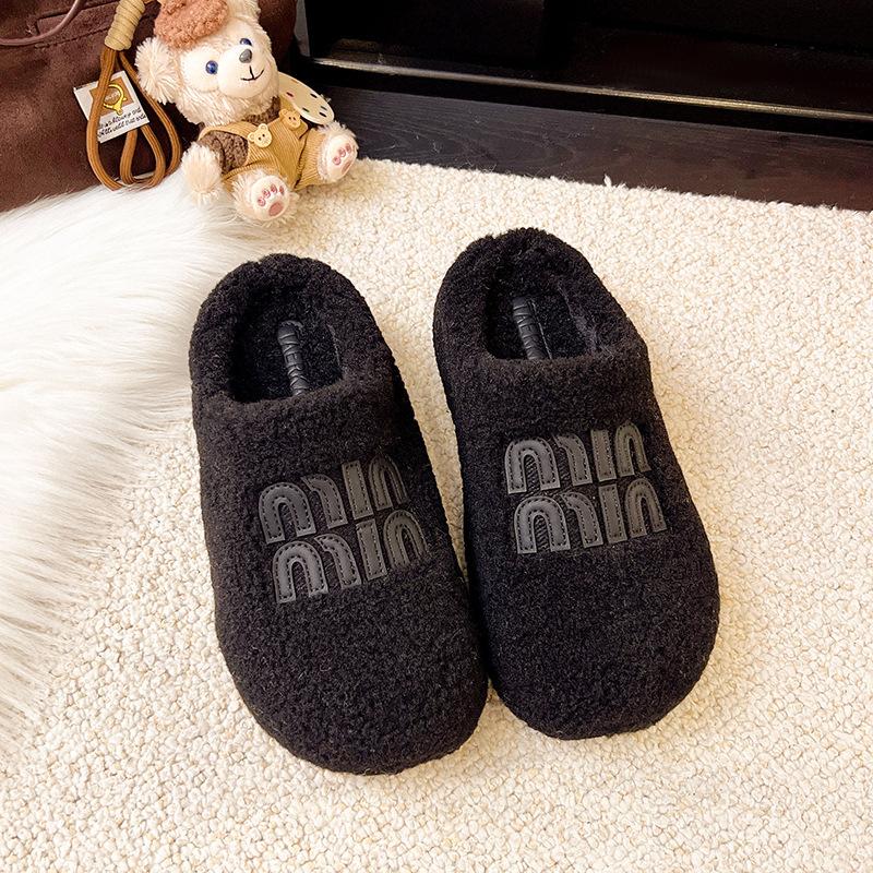 One pedal of fluffy shoes for women to wear 2025 new Korean version of gentle fairy wind Doudou shoes for women winter velvet cotton shoes