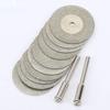 10pcs 30mm Diamond Cutting Discs Cut Off Mini  Saw Blade with 2pcs Connecting 3mm Shank for Dremel Drill Fit Rotary Tool