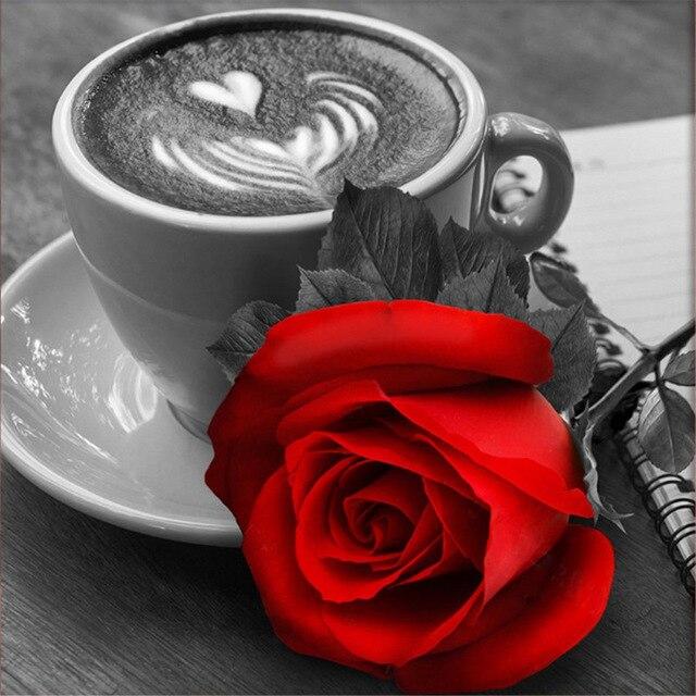 Полная Алмазная Вышивка Цветы Алмазная Мозаика Картина Стразами 5D Алмазная Картина Красная Роза Наборы для вышивки крестом Декор Подарок Full Round 20x20CM