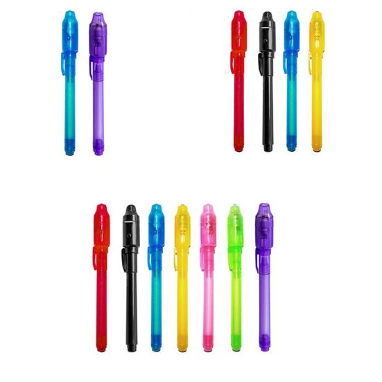 4 szt. 2 w 1 Świecący długopis UV do pisania Niewidoczny marker z tuszem Prezent do rysowania dla dzieci