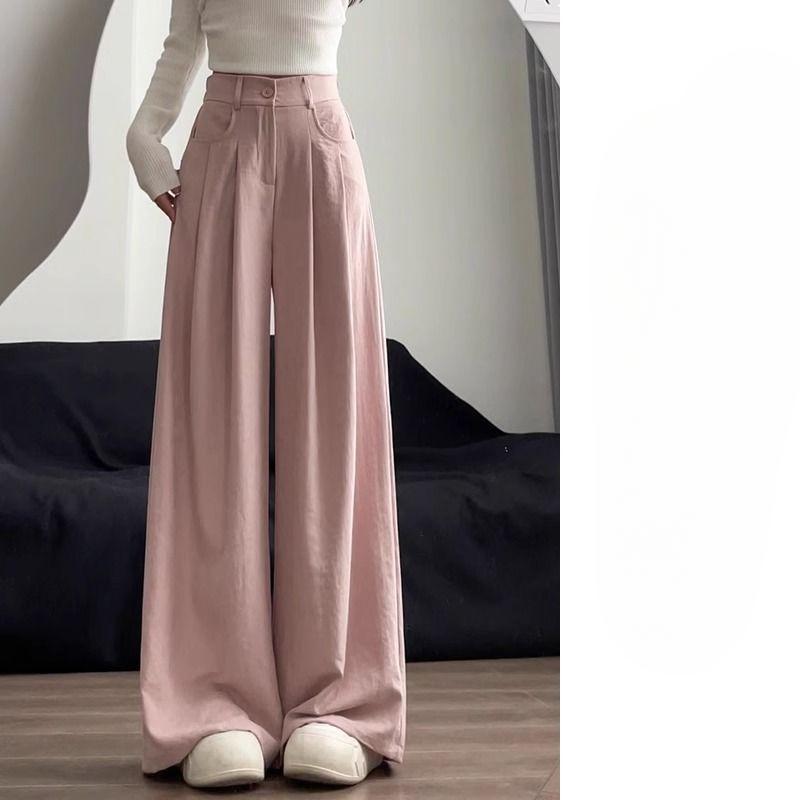 

Белые брюки-костюм фу для женщин на весну и лето, новые, с высокой талией, свободные, драпирующиеся, прямого кроя, повседневные и расслабленные, широкие брюки XL