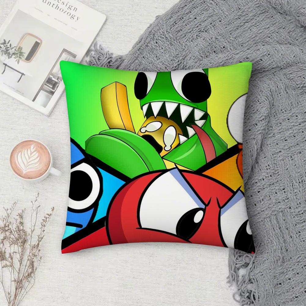 Game R-Rainbow F-Friend Pillow Case Square Double-Sided Printing Short Plush Sofa Cushion Cover Pillow