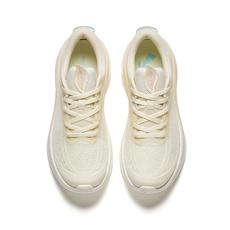 New Anta Leaf 5.0 Cushioning Abrasion Resistant Lightweight Low Top Running Shoes Women's Light Beige White Blue 922525575F-2