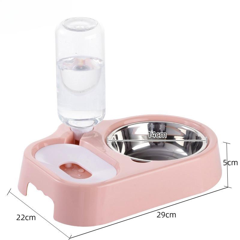 

Pet Bowl, Cat Bowl, Stainless Steel Cat Bowl, Dog Bowl, Anti-knock Cat Water Dispenser, Double Bowl Integrated Pet Food Bowl Square