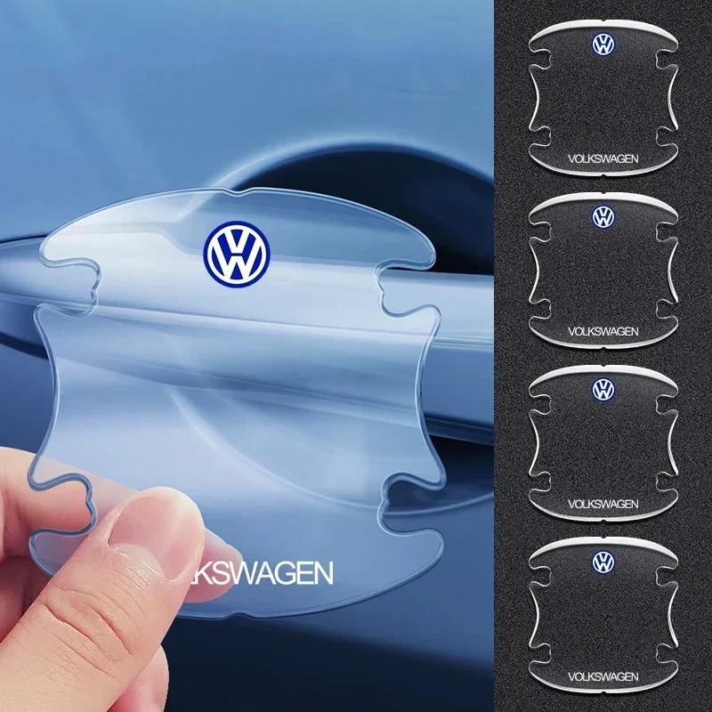 Car Door Handle Bowl Transparent Sticker Anti-collision Protection Strips For Volkswagen VW Golf 4 7 MK3 4 7 Touran Polo Passat zr0
