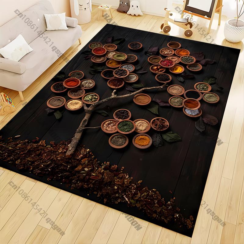 Kitchen Seasoning Pictures Printed Area Rug,Carpet for Home LivingRoom Bedroom Sofa Doormat Kitchen Decor,Non-slip Floor Mat
