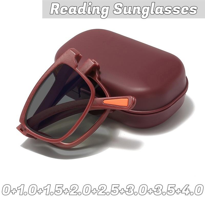 New Fashion 2-in-1 Reading Sunglasses Portable Folding UV Resistant Men's High-definition Anti Blue Presbyopia Glasses Diopter