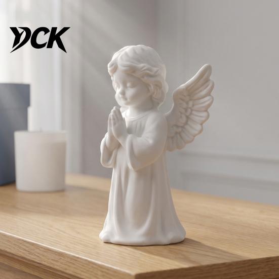 3D Printed PLA Art Praying Angel Figurine, White Statue, DIY Paintable Holy Figurine Cherub Sculpture, Christmas Tabletop Home Office Decor, Religious