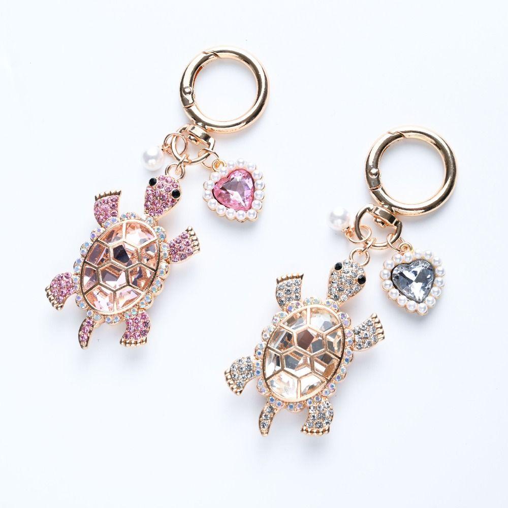 Rhinestone Marine Turtle Pendant Imitation Pearl Ocean Hanging Pendant Turtle Keychain  Bag Pendant