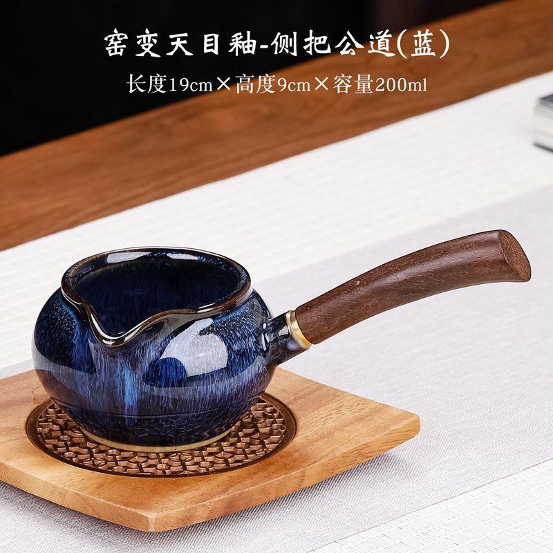 Japanese-style household lazy with handle color glaze ceramic bowl side handle pot teacup tea set fashionable retro business gift
