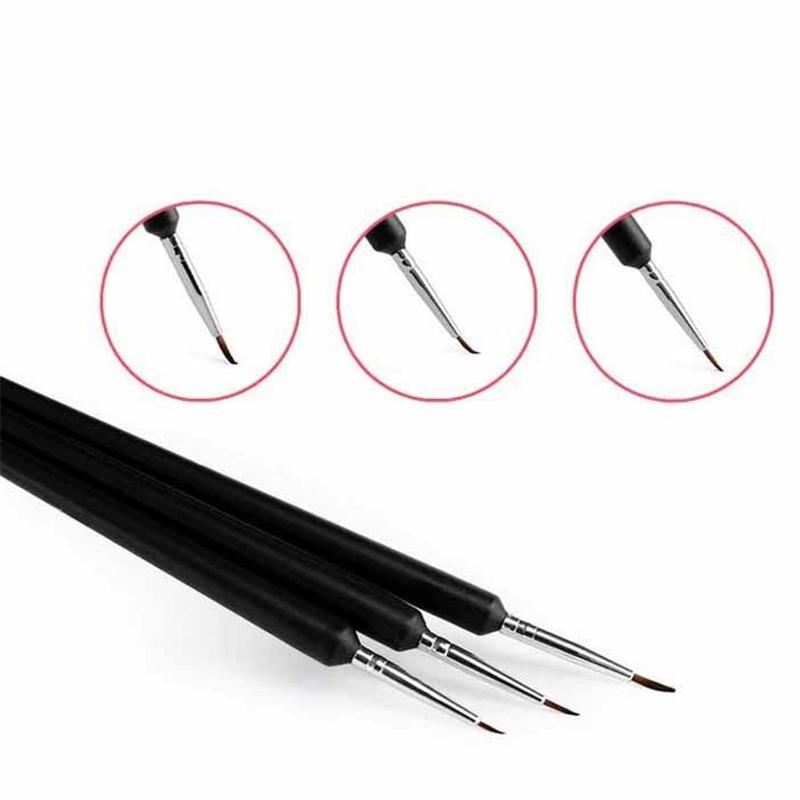 3 ks Ultra jemný detailní liner Akvarelový štětec na malování nehtů DIY Kreslení Obkreslování Manikúrní a umělecké nástroje