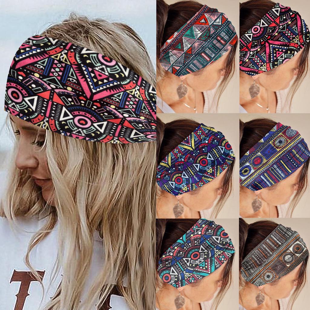 Knot Headband, Color Blocked Pattern Printed Sports Headband, Fashionable Polka Dot Wide Edge Elastic Headband