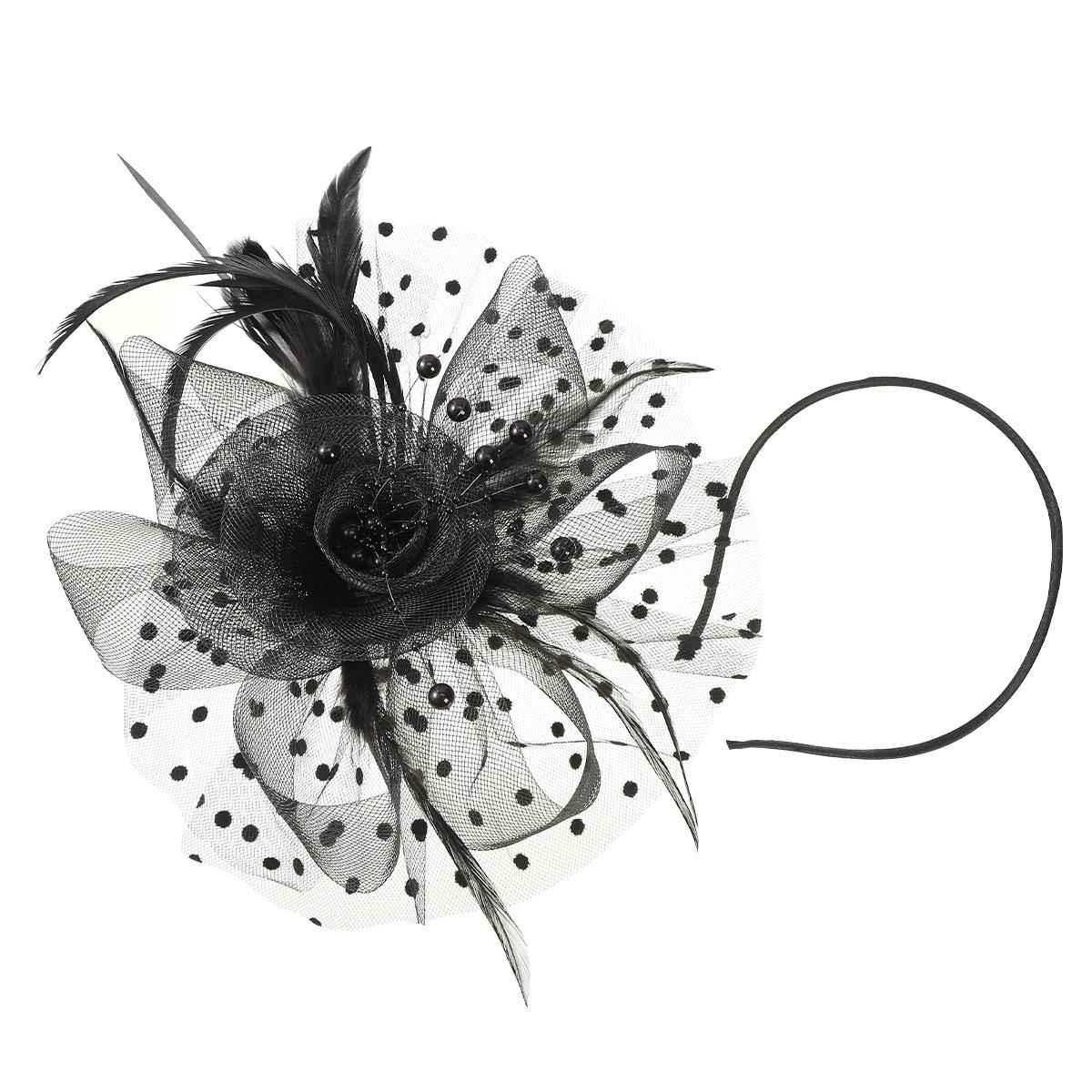 

AWAYTR Элегантные повязки на голову в виде цилиндра в горошек из сетки, широкая повязка на голову, аксессуары для волос для женщин, фестивальный головной убор