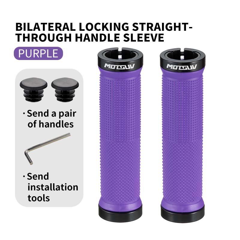 Double Lock On MTB Mountain Bike Handlebar Grips, Aluminum Alloy Rubber Comfortable Anti-Slip Shockproof Universal Cycling Parts