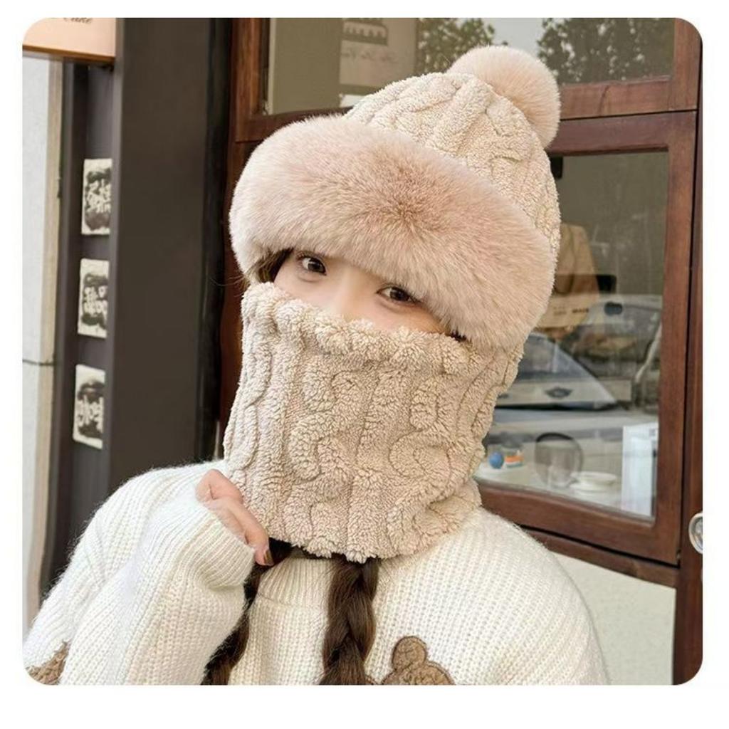 Hats, Women's Hats, Double-layered, Thickened, Cycling, Windproof Hats, Cold-proof Hats, Scarves, Warm Hats, Ear Protectors, Hats, Headscarves