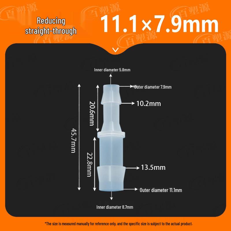 Two-Way Straight Through Plastic Hose Reducer Connector for Fish Tanks