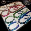 Elegant Rhinestone Geometric Earring and Necklace Set with Color Block Design