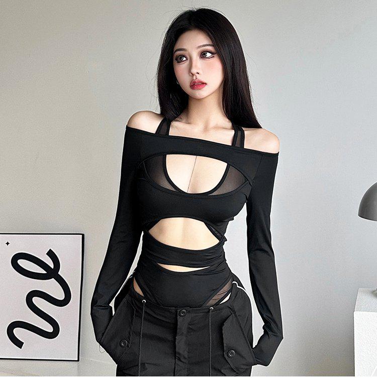 Aesthetic Hollow Design Sexy Slim-Fit Jumpsuit - Trendy Long-Sleeved Style for Women