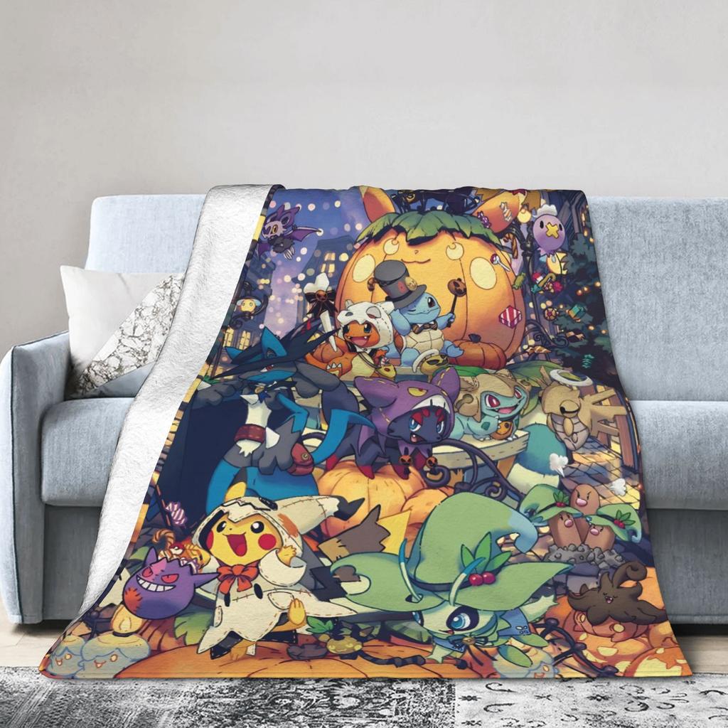 P-Pokemons Fashion Blankets Fleece Autumn/Winter Breathable Lightweight Throw Fashion Blanket for Sofa Outdoor Bedding Throws
