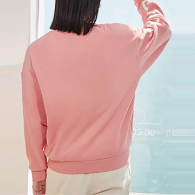 Li Ning Training Series Logo Print Warm Fleece Loose Pullover Sweatshirt Unisex sweatshirt Orange Pink AWDRF44-4