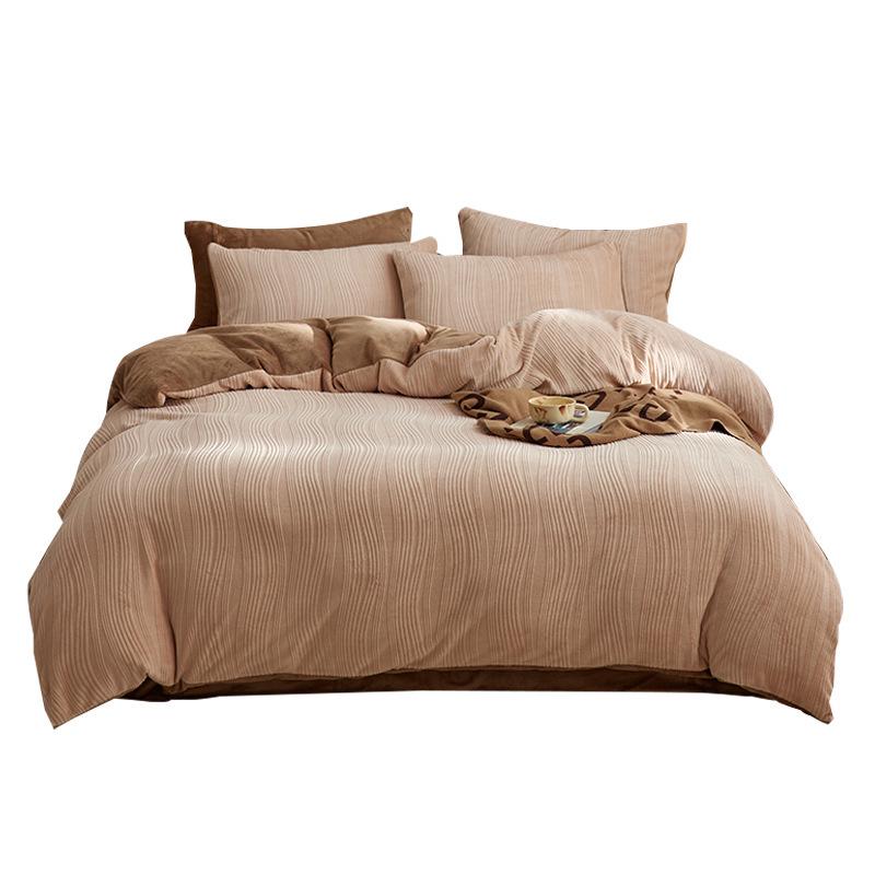 Japanese Class A Full Matte Velvet 3D Carved Mother-Baby 4-Piece Winter Bedding Set