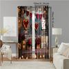 2 pcs   versatile polyester transparent curtains for home decoration Valentine'S Day2 for use in bedrooms and living rooms