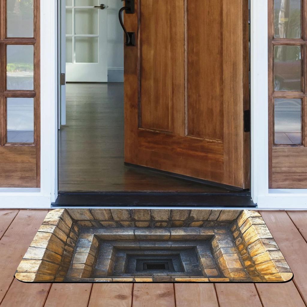 60*90cm 3D Optical Illusion Door Mat  2D Flat Welcome Doormat Suitable for Indoor and Outdoor Use  Perfect for Front Doors  Entryways  Bedroom