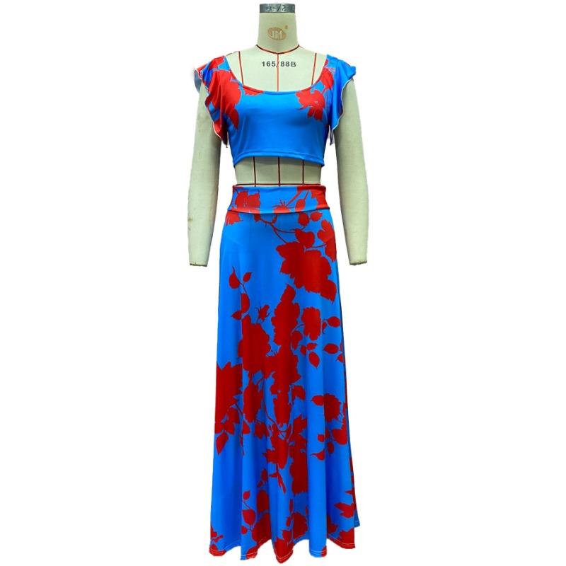 Bedruckte trägerlose, lässige, lange Kleider für Damen im Sommer