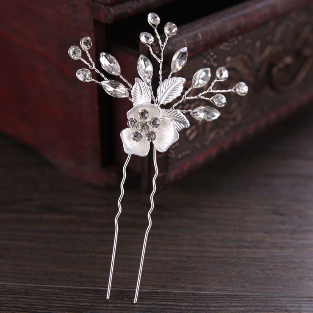 Rhinestone Crystal Flower Hairpins Hair Jewelry Vine Hair Pin Graduation Ceremonies