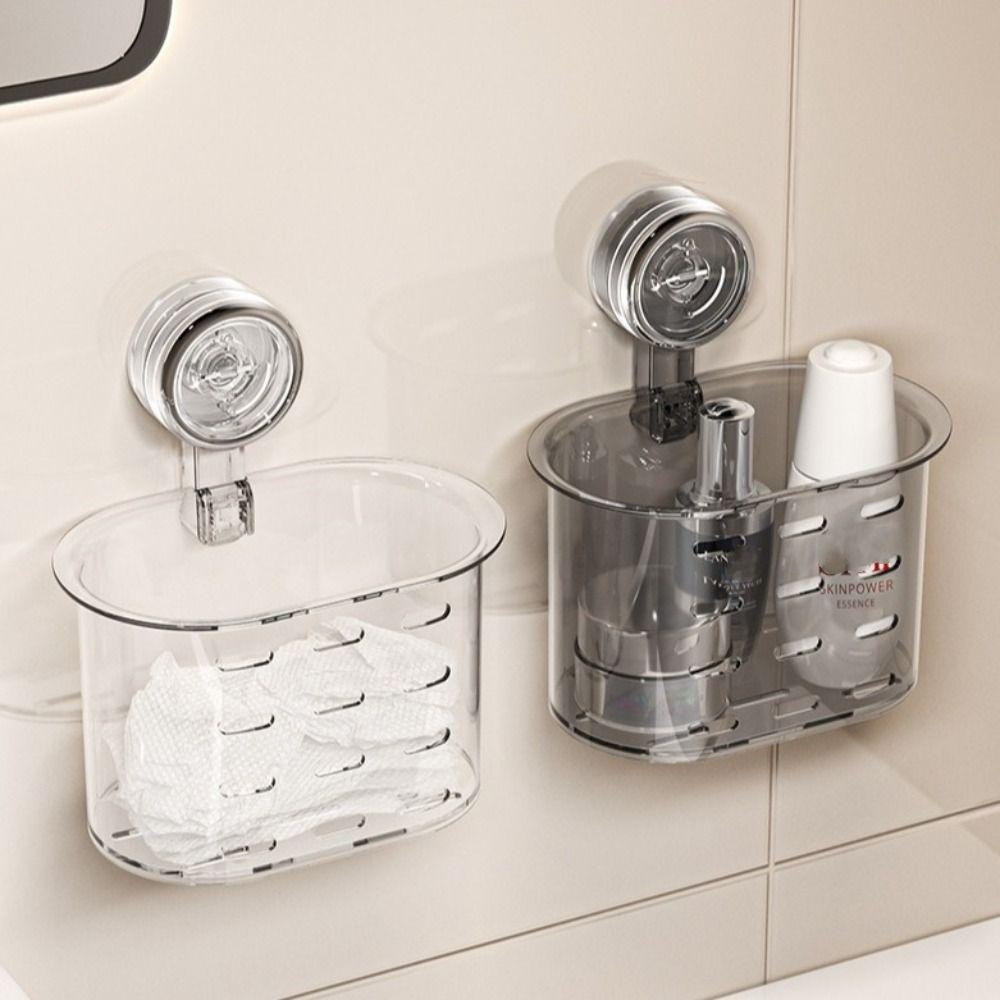 Wall Mounted Face Towel Storage Rack Punching-free Toilet Washstand Suction Cup Shelf  Home