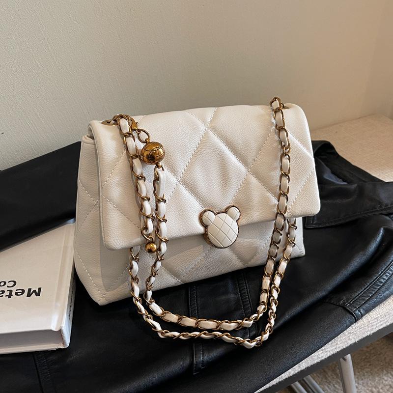 Rhombus Embroidery Thread Small Bag Women's Spring and Summer New Retro Shoulder Armpit Bag Fashion Chain Commuter Messenger Bag