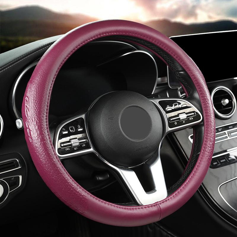 Crocodile Grain Steering Wheel Cover Rear Leather Protective Case Car Steering Wheel Universal Alligator Handle Cover D