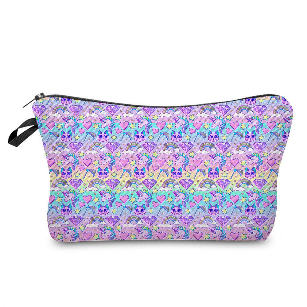 Women Unicorn Print Cosmetic Bag Toiletries Organize Travel Storage Case  6422