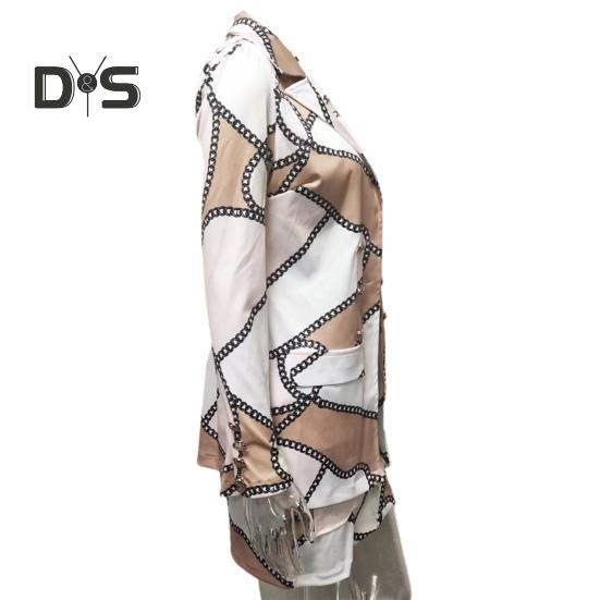 2 Pcs/Set Coat Skirt Set Flower Check Print Color Matching Long Sleeve High Waist OL Style Formal Commute Suit Lady Jacket Skirt Set