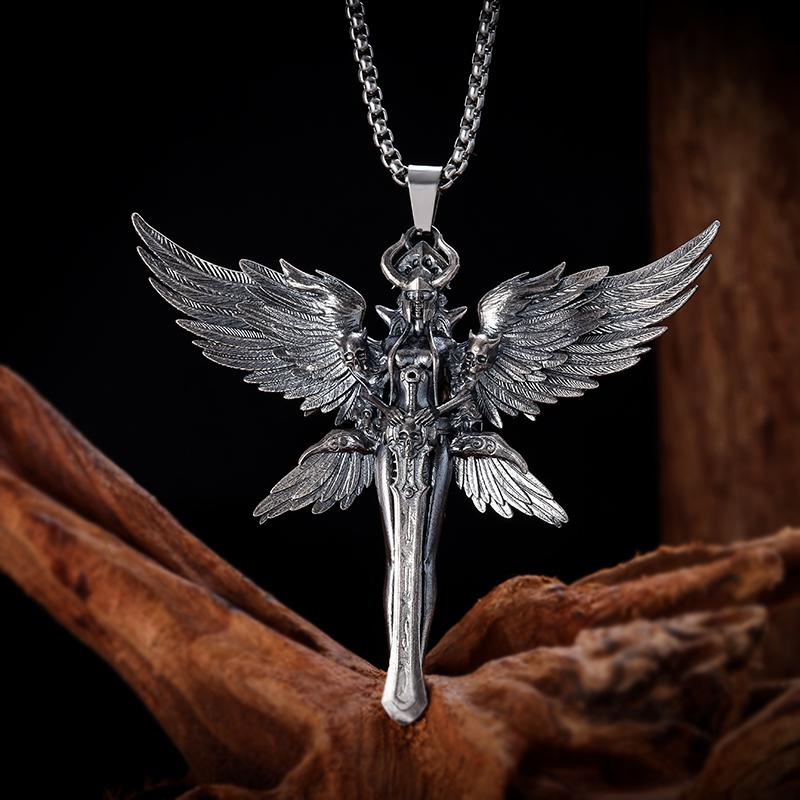 Retro Wings Angel Pendant Necklace Men and Women Trendy Cool Jewelry