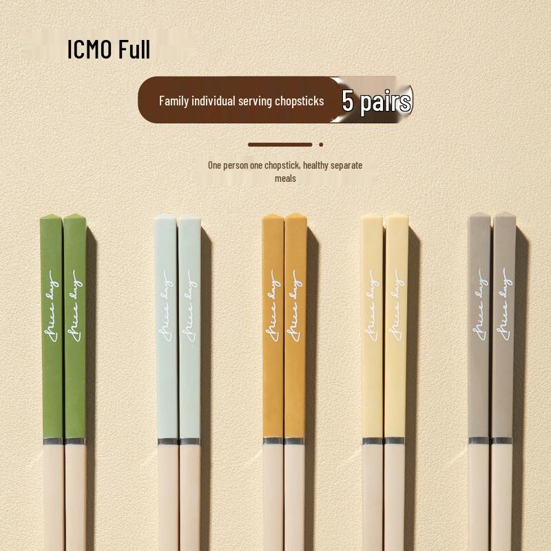 Kemando 5-Pair Multicolor Alloy Chopsticks Set