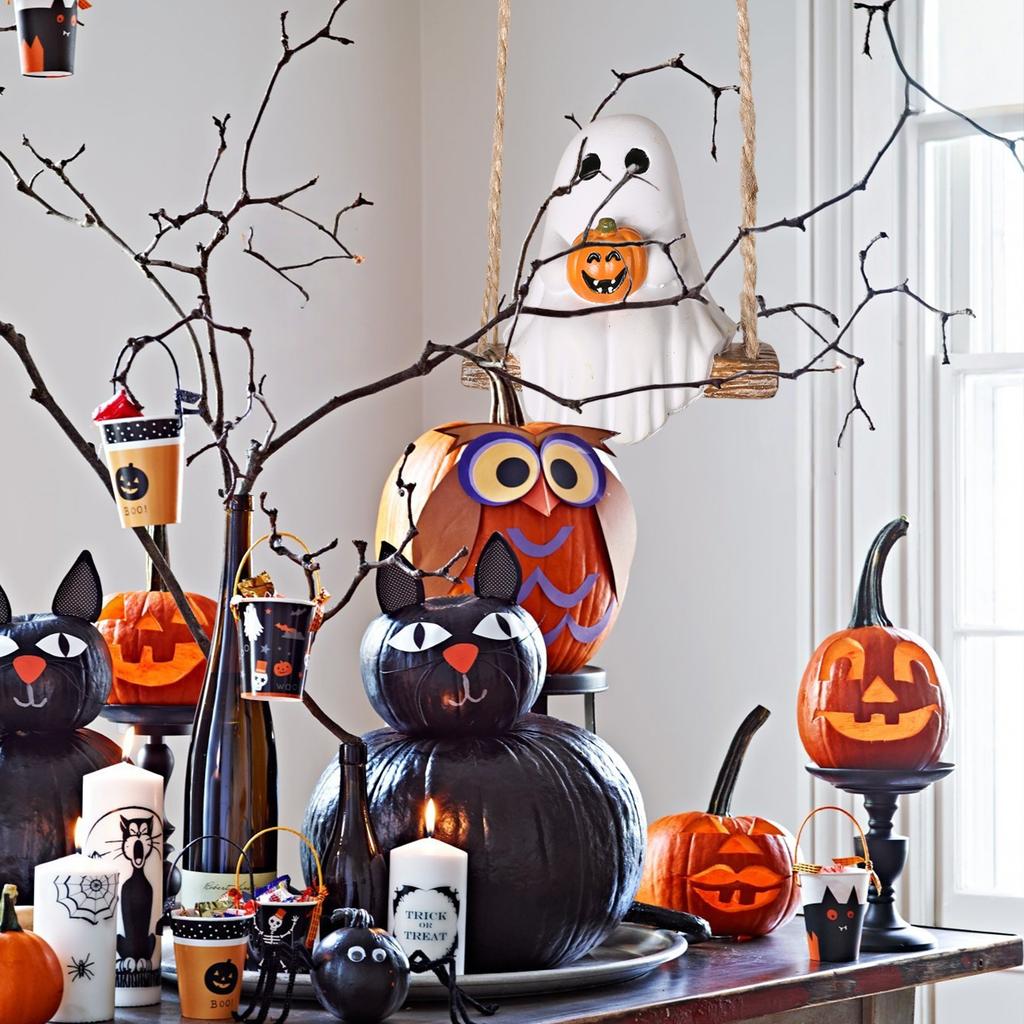 Halloween Pumpkin Swing Sitting Garden Decoration Pendant Resin Crafts