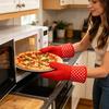 2Pcs Non-Slip Silicone Oven Gloves Heat Resistant Microwave Mitts for Baking Grilling Heavy Duty Cotton Lined Kitchen Gloves