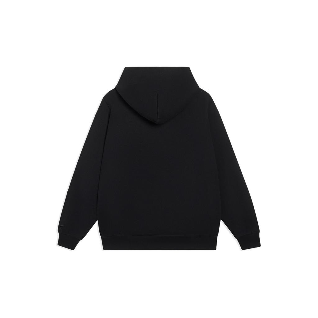 Li-Ning Pure Color Logo Hooded Long Sleeve Sweatshirt Men Tops Black AWDT069-4