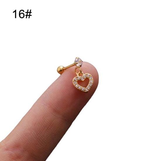 

1шт женщин горный хрусталь цветок мотаться серьги-гвоздики пирсинг хряща спираль ювелирные изделия 16# золотистый