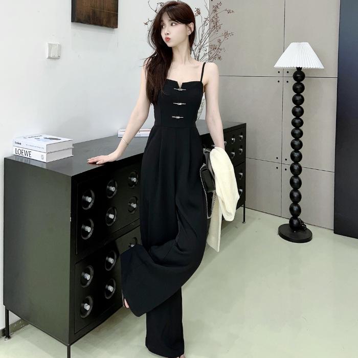 2025 Women’s Chic Jumpsuit: New Chinese & Korean Style, French Elegance, Summer Strappy Set, Trendy & Age-Reducing S