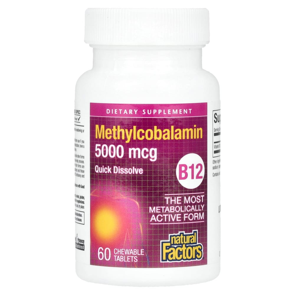 Natural Factors Methylcobalamin B12 5000mcg Chewable Tablets 60 Count